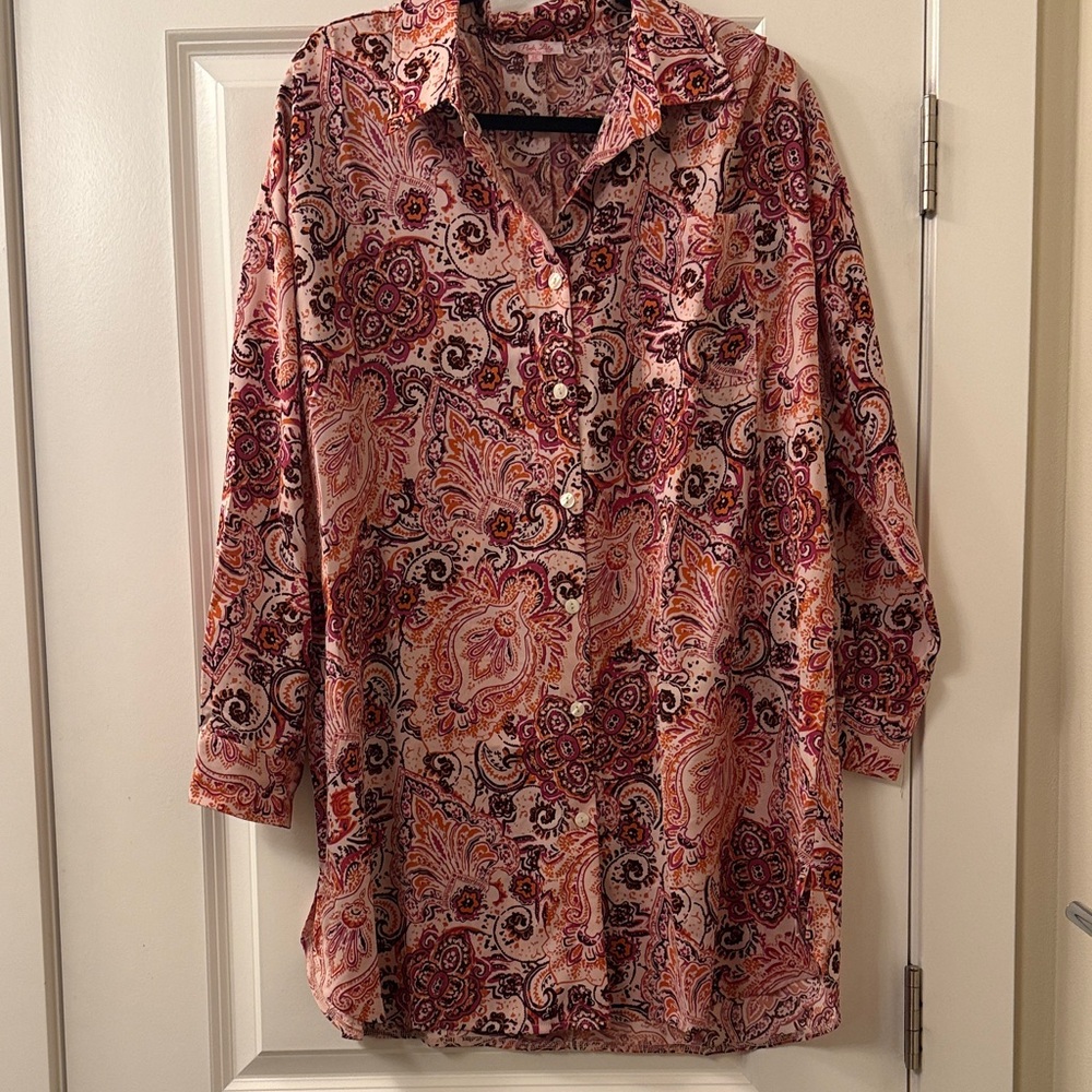 Pink Lily Paisley Print Blouse
